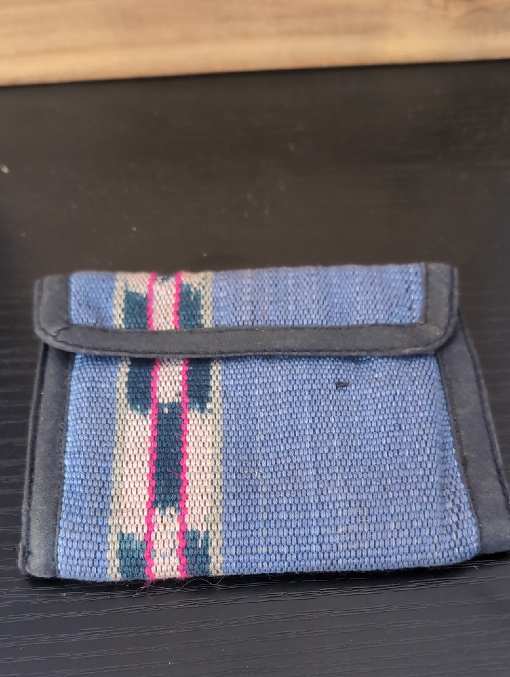 Woven Blue Stripe Foldover Wallet